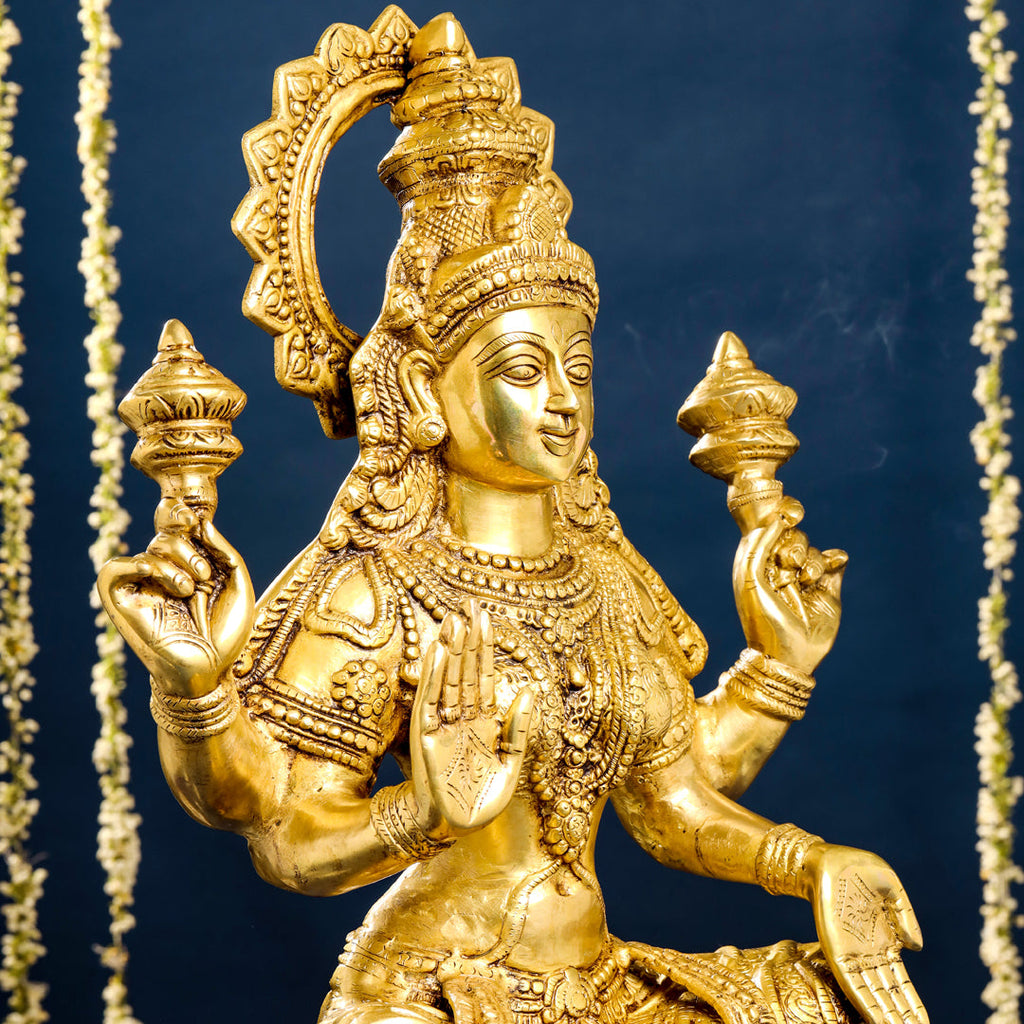 Brass Sitting Goddess Lakshmi Idol (30 Inch) Vedansh Craft