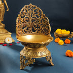 Brass Ethnic Handcarved Diya (12 Inch) Vedansh Craft
