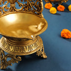 Brass Ethnic Handcarved Diya (12 Inch) Vedansh Craft