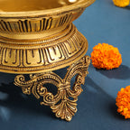 Brass Ethnic Handcarved Diya (12 Inch) Vedansh Craft