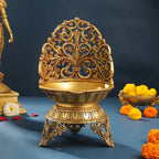 Brass Ethnic Handcarved Diya (12 Inch) Vedansh Craft
