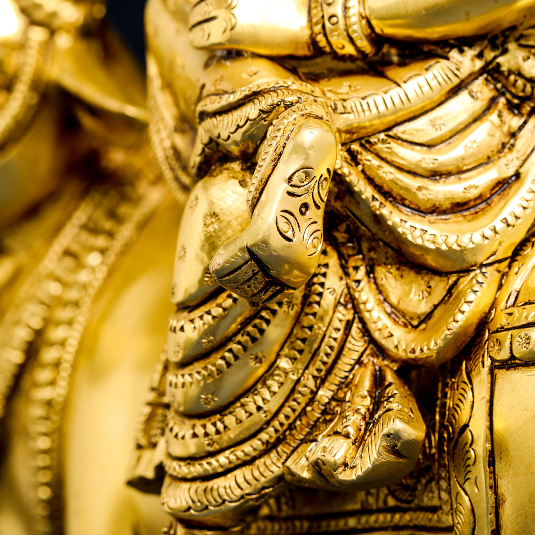 Brass Goddess Durga Sitting On Nandi Statue (13 Inch) Vedansh Craft