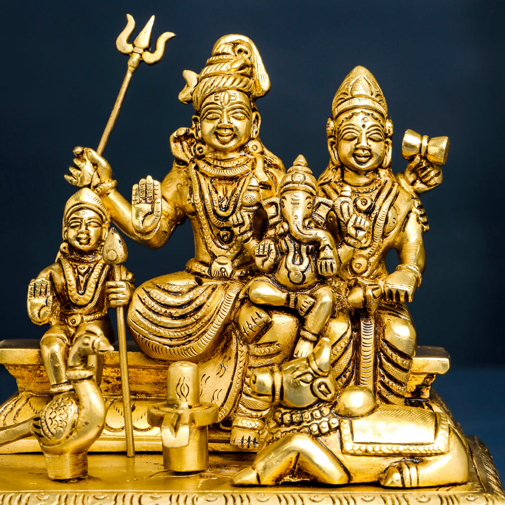 Brass Superfine Sitting Shiva Family Statue (7 Inch) Vedansh Craft