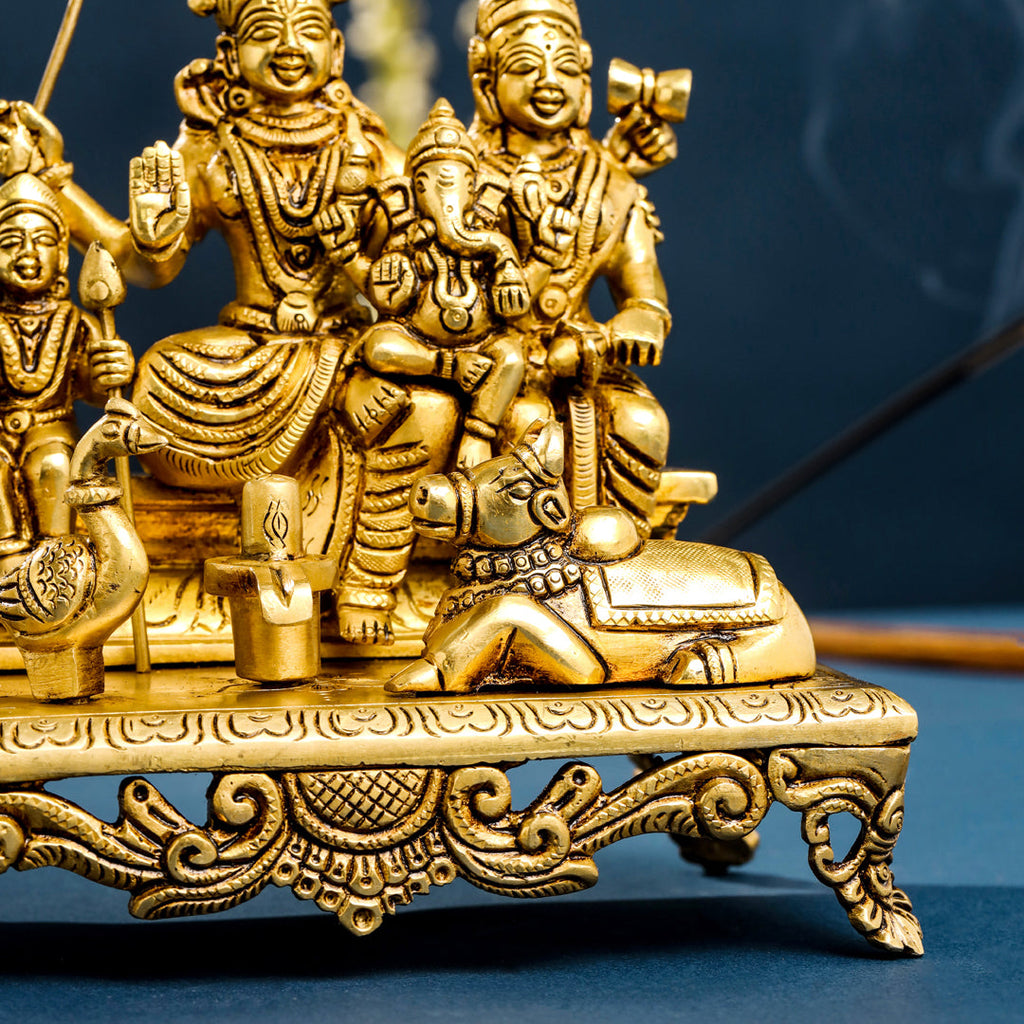Brass Superfine Sitting Shiva Family Statue (7 Inch) Vedansh Craft