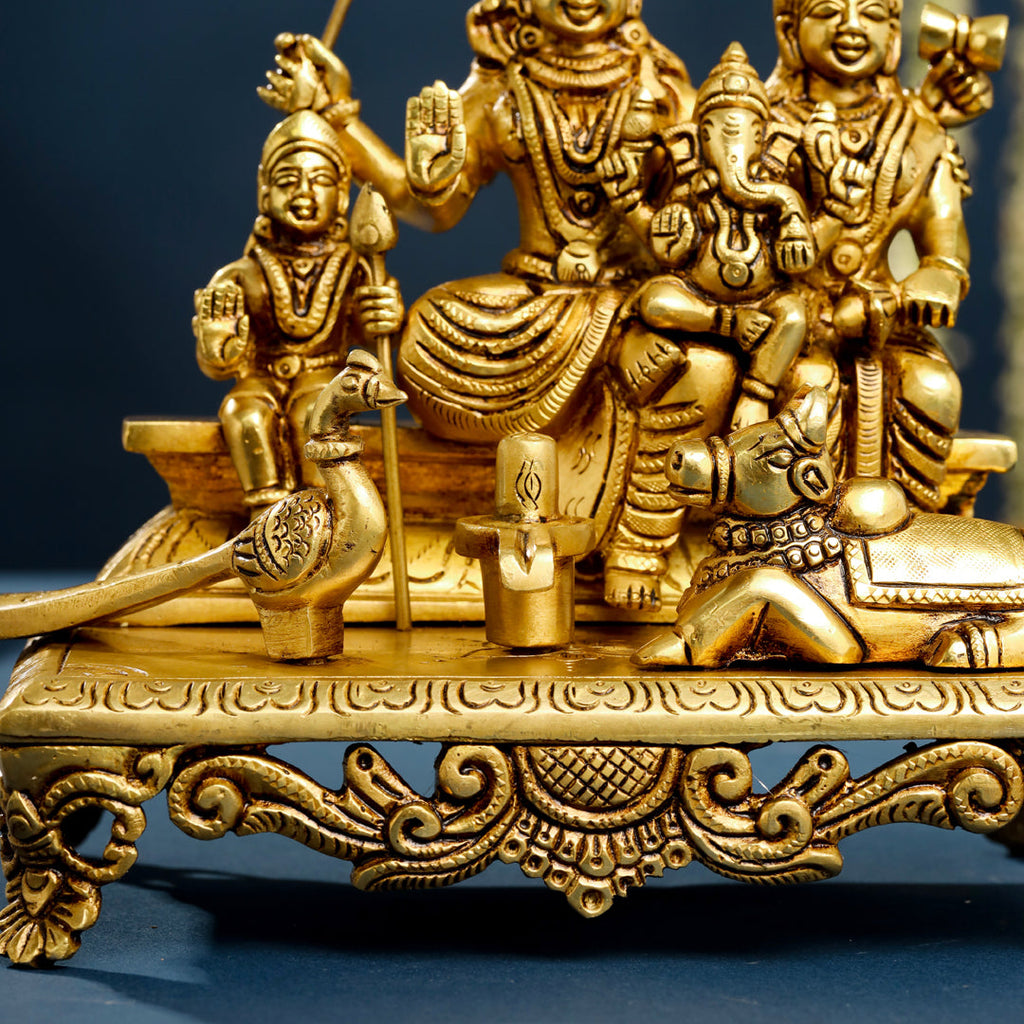 Brass Superfine Sitting Shiva Family Statue (7 Inch) Vedansh Craft