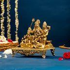 Brass Superfine Sitting Shiva Family Statue (7 Inch) Vedansh Craft