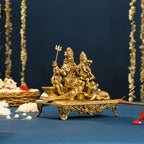 Brass Superfine Sitting Shiva Family Statue (7 Inch) Vedansh Craft