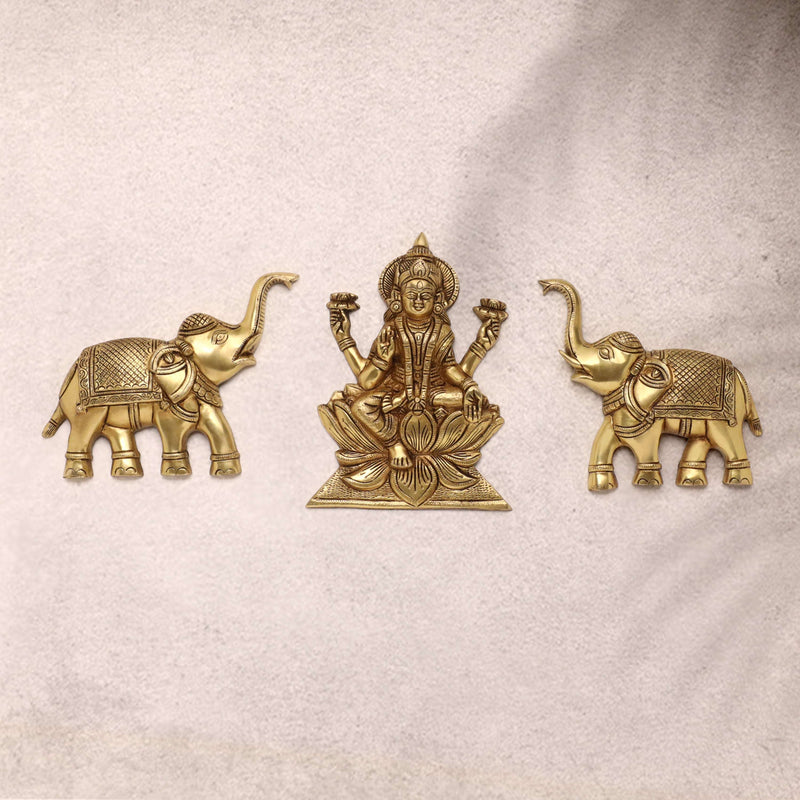 New Gaja Lakshmi With Elephants Wall Hanging Set (10 Inch) Vedansh Craft