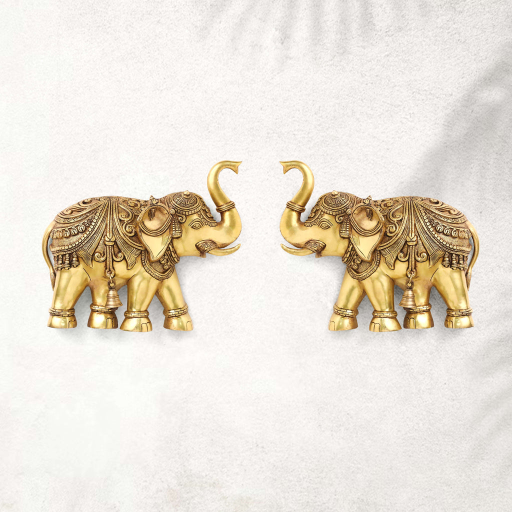 Brass Elephant Wall Hanging Set (15 Inch) Vedansh Craft