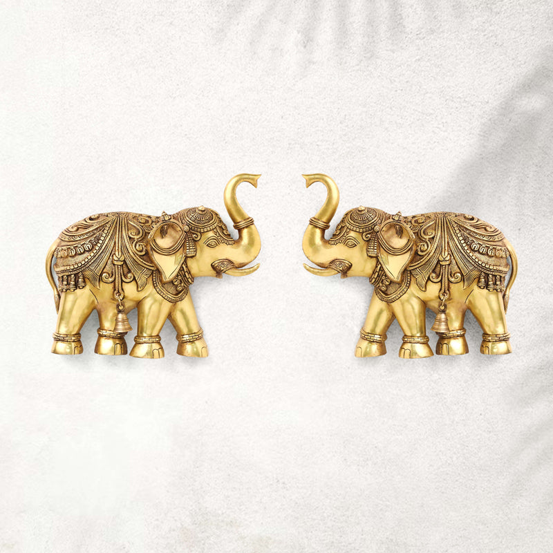 Brass Elephant Wall Hanging Set (15 Inch) Vedansh Craft