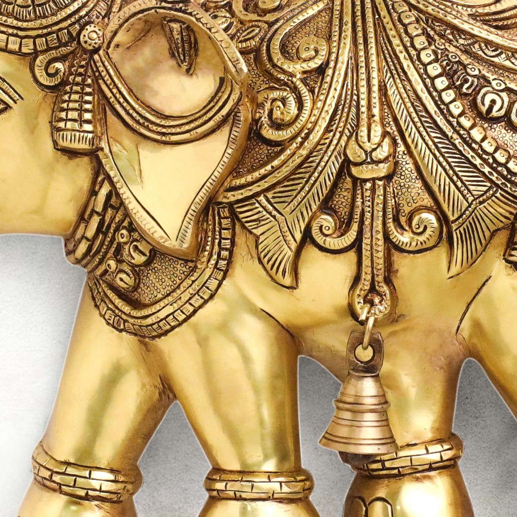 Brass Elephant Wall Hanging Set (15 Inch) Vedansh Craft