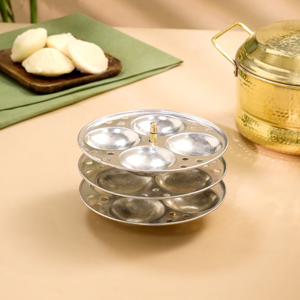 Brass Idli Cooker/Maker 16 Pits (4 Plates) (8 Inch) Vedansh Craft