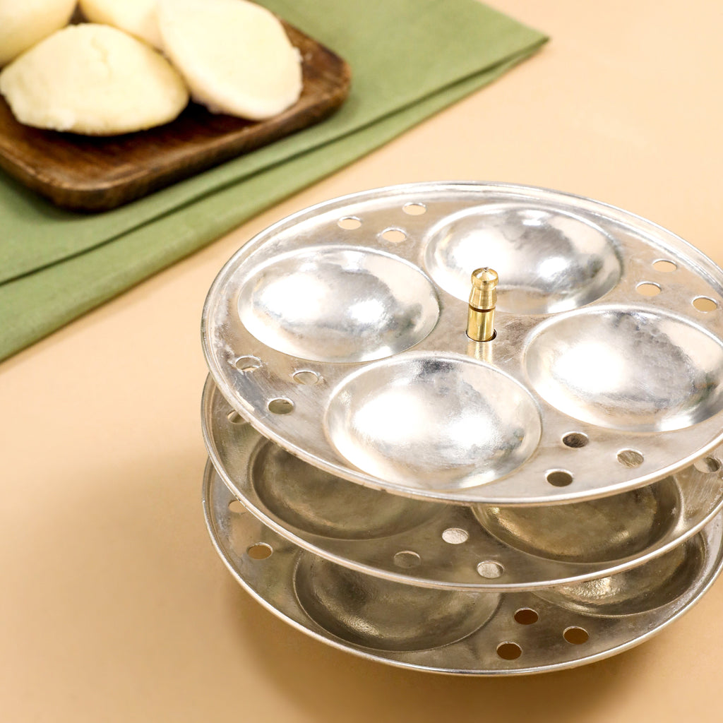Brass Idli Cooker/Maker 16 Pits (4 Plates) (8 Inch) Vedansh Craft
