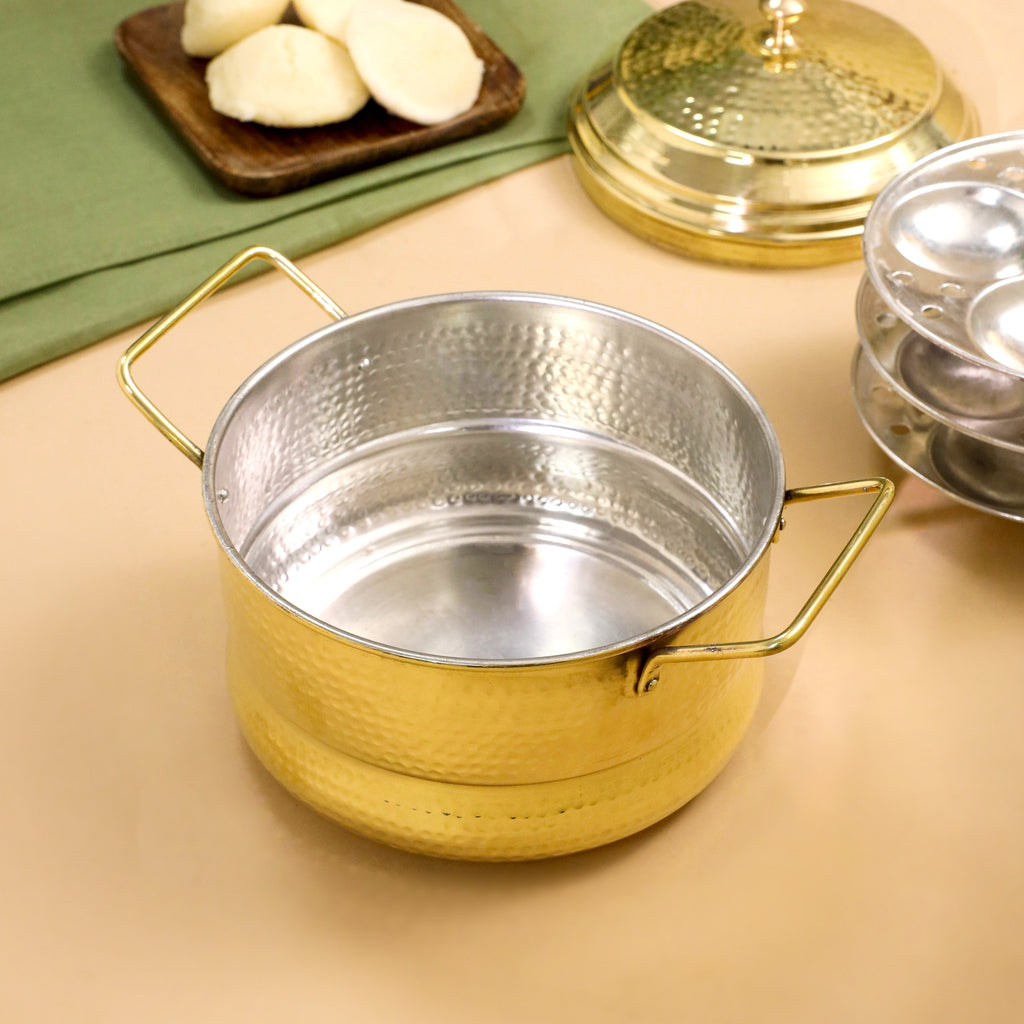 Brass Idli Cooker/Maker 16 Pits (4 Plates) (8 Inch) Vedansh Craft