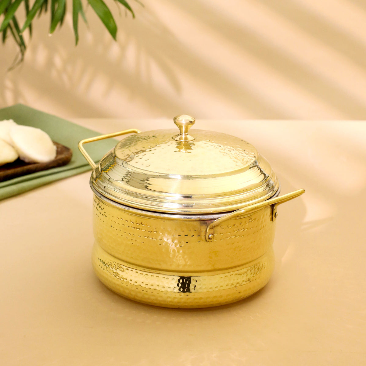 Brass Idli Cooker/Maker 16 Pits (4 Plates) (8 Inch) Vedansh Craft