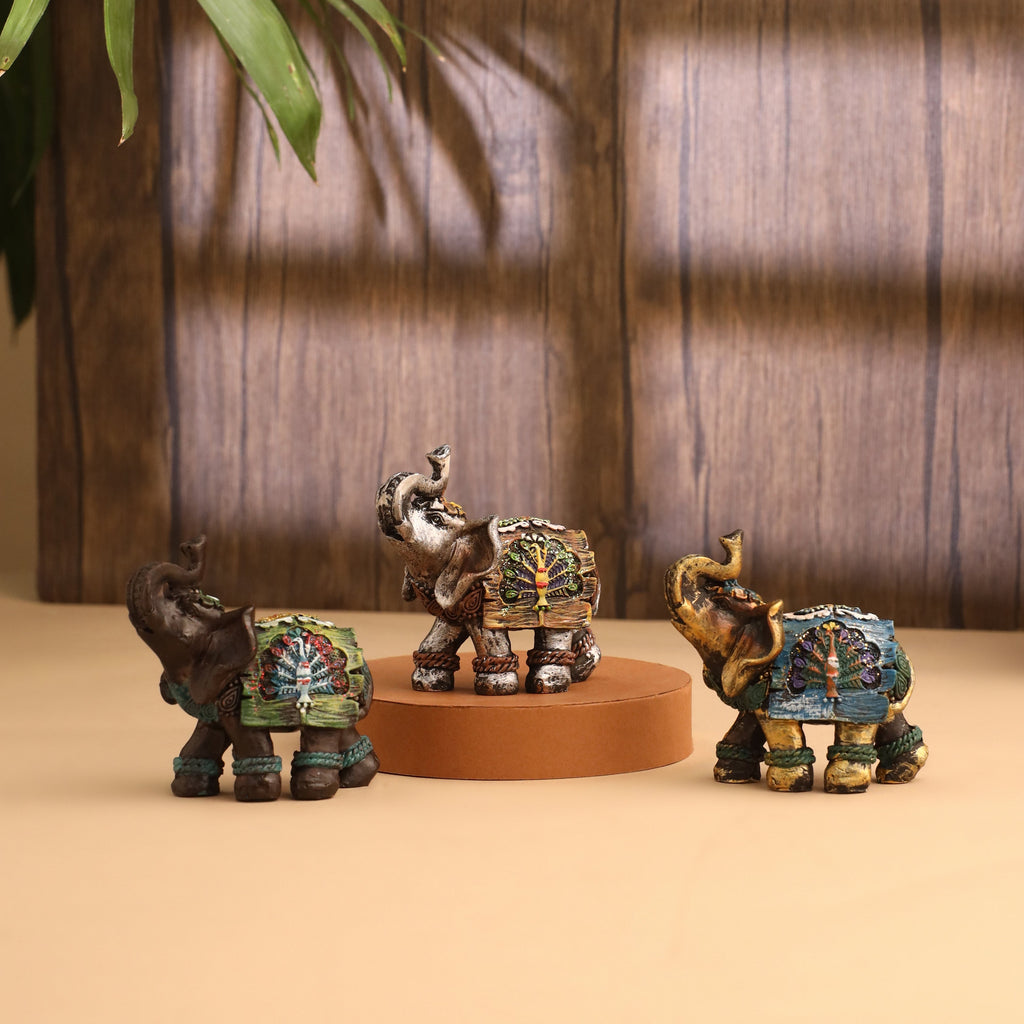 Polyresin Elephant Statue (Set Of 3) Vedansh Craft