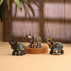 Polyresin Elephant Statue (Set Of 3) Vedansh Craft