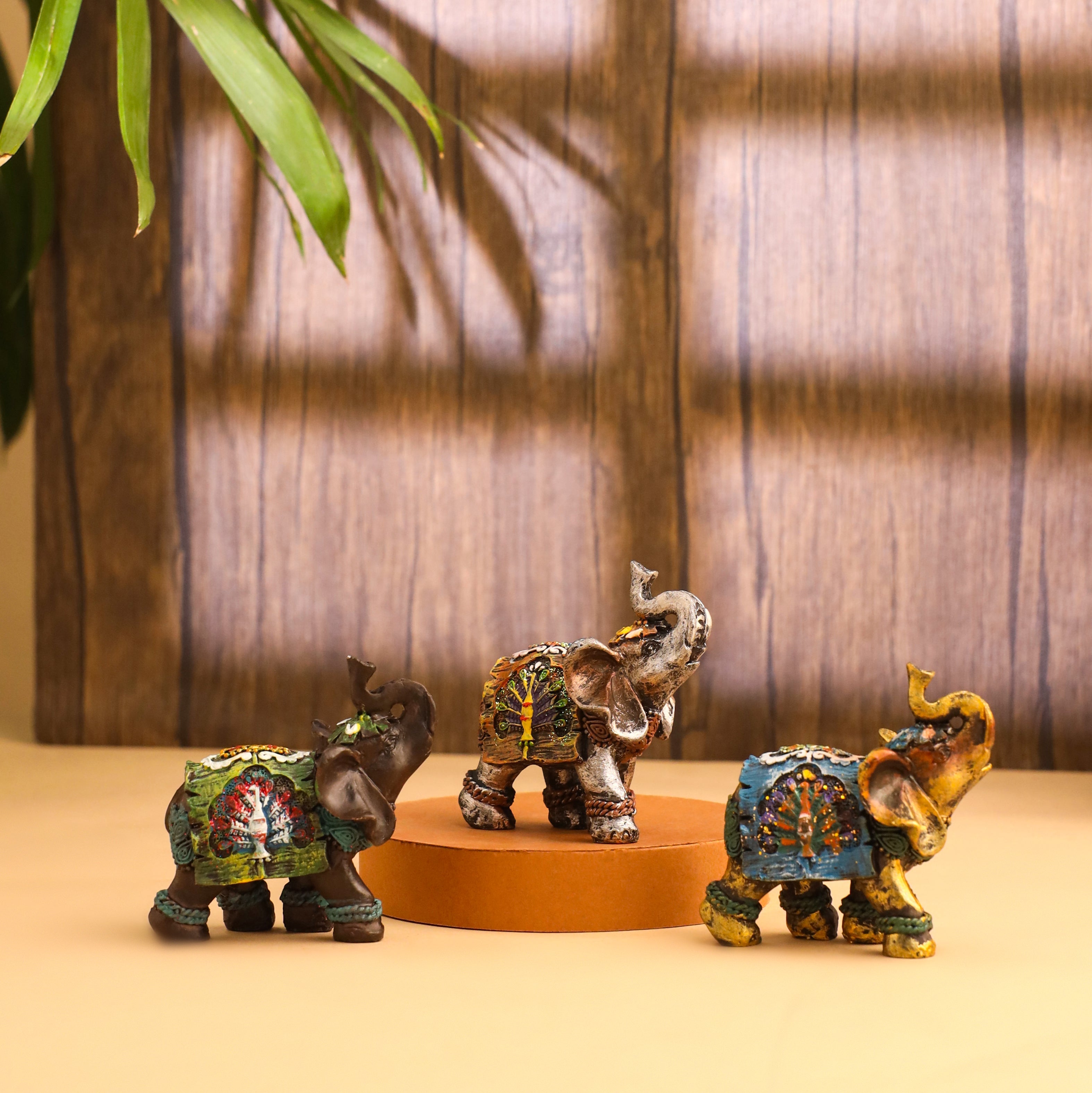 Polyresin Elephant Statue (Set Of 3) Vedansh Craft