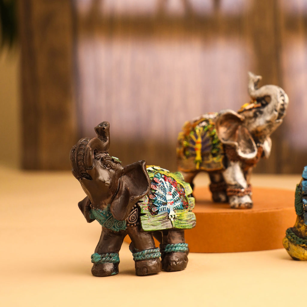 Polyresin Elephant Statue (Set Of 3) Vedansh Craft