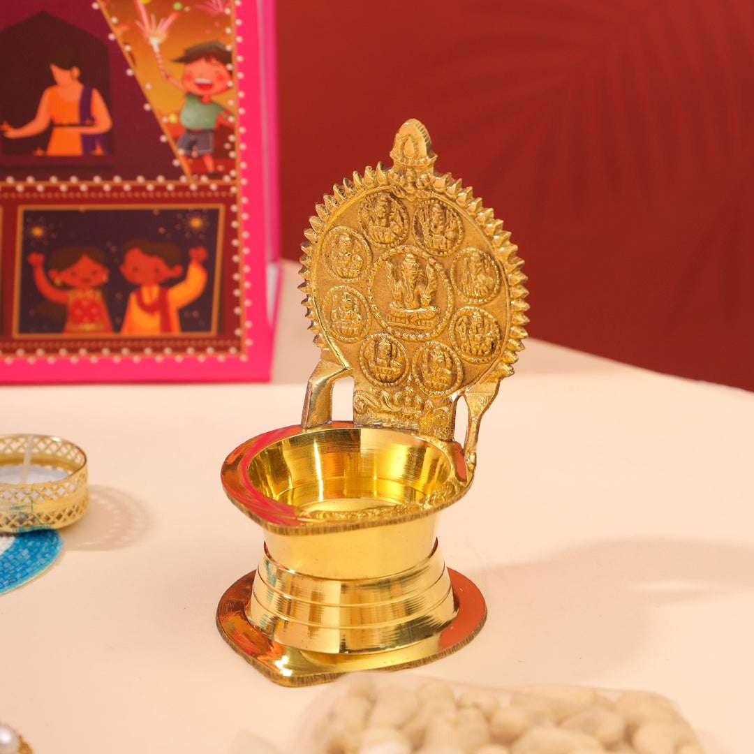 Brass Ashtalakshmi Diya Festive Gift Hamper Vedansh Craft
