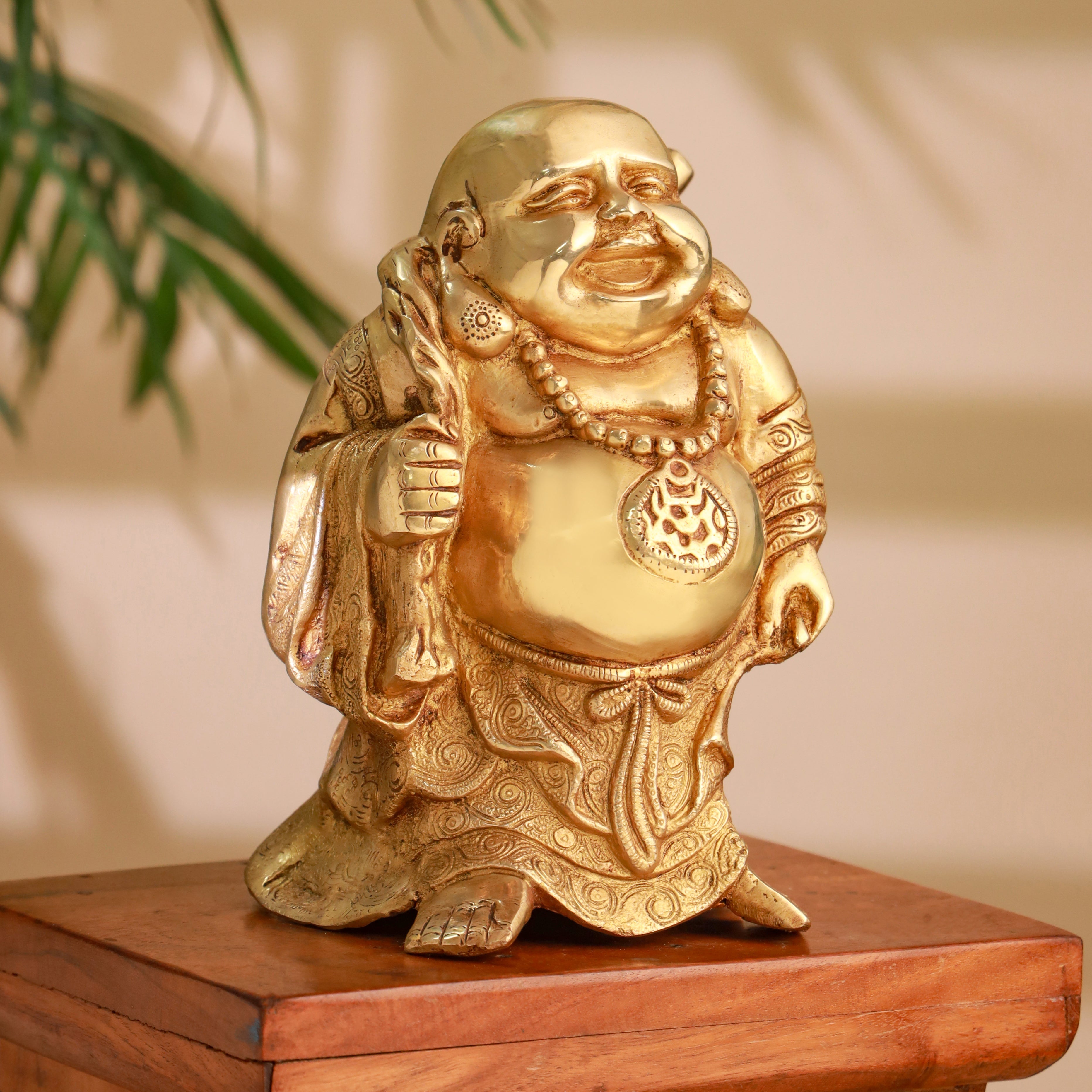 Brass Laughing Buddha Statue (9.5 Inch) Vedansh Craft