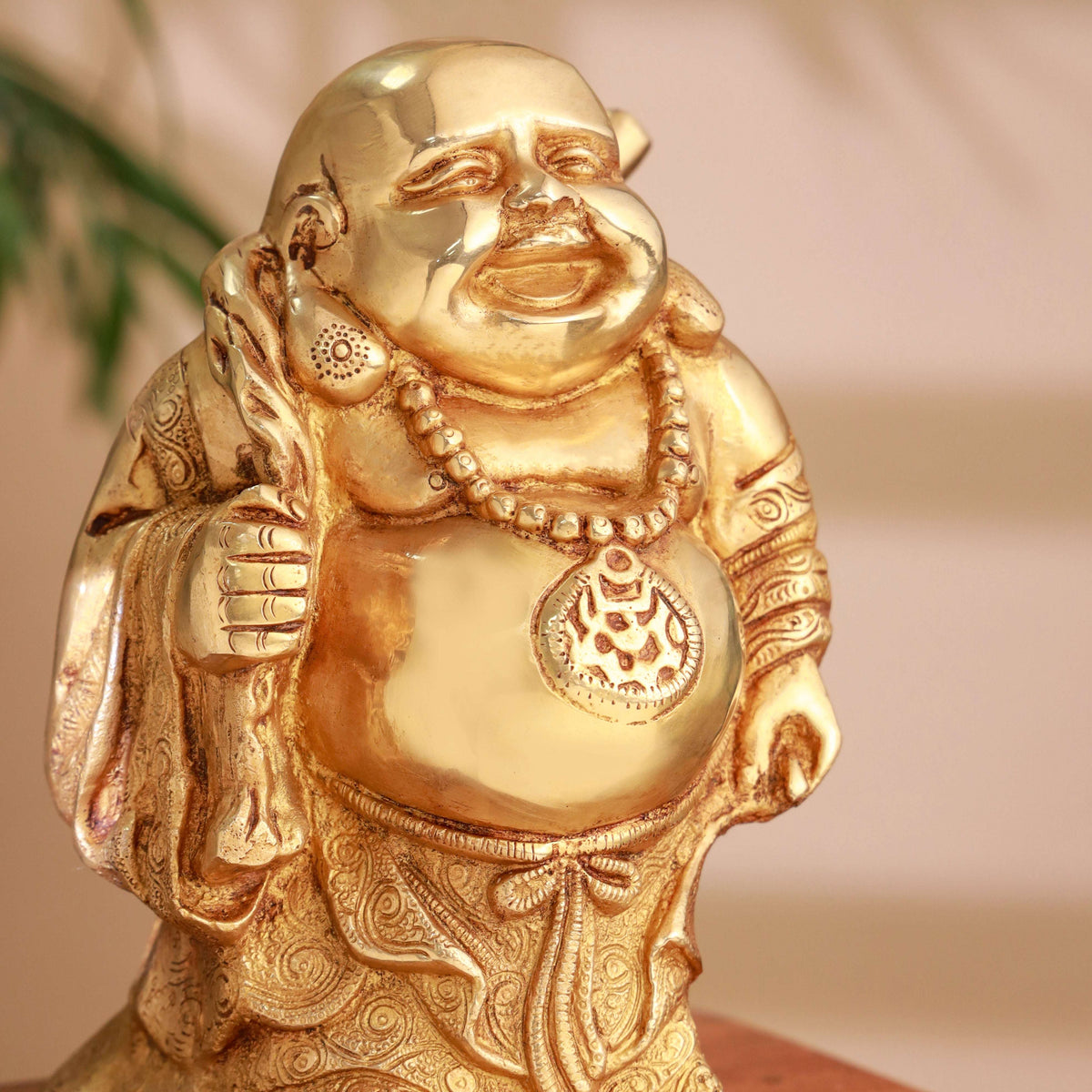 Brass Laughing Buddha Statue (9.5 Inch) Vedansh Craft