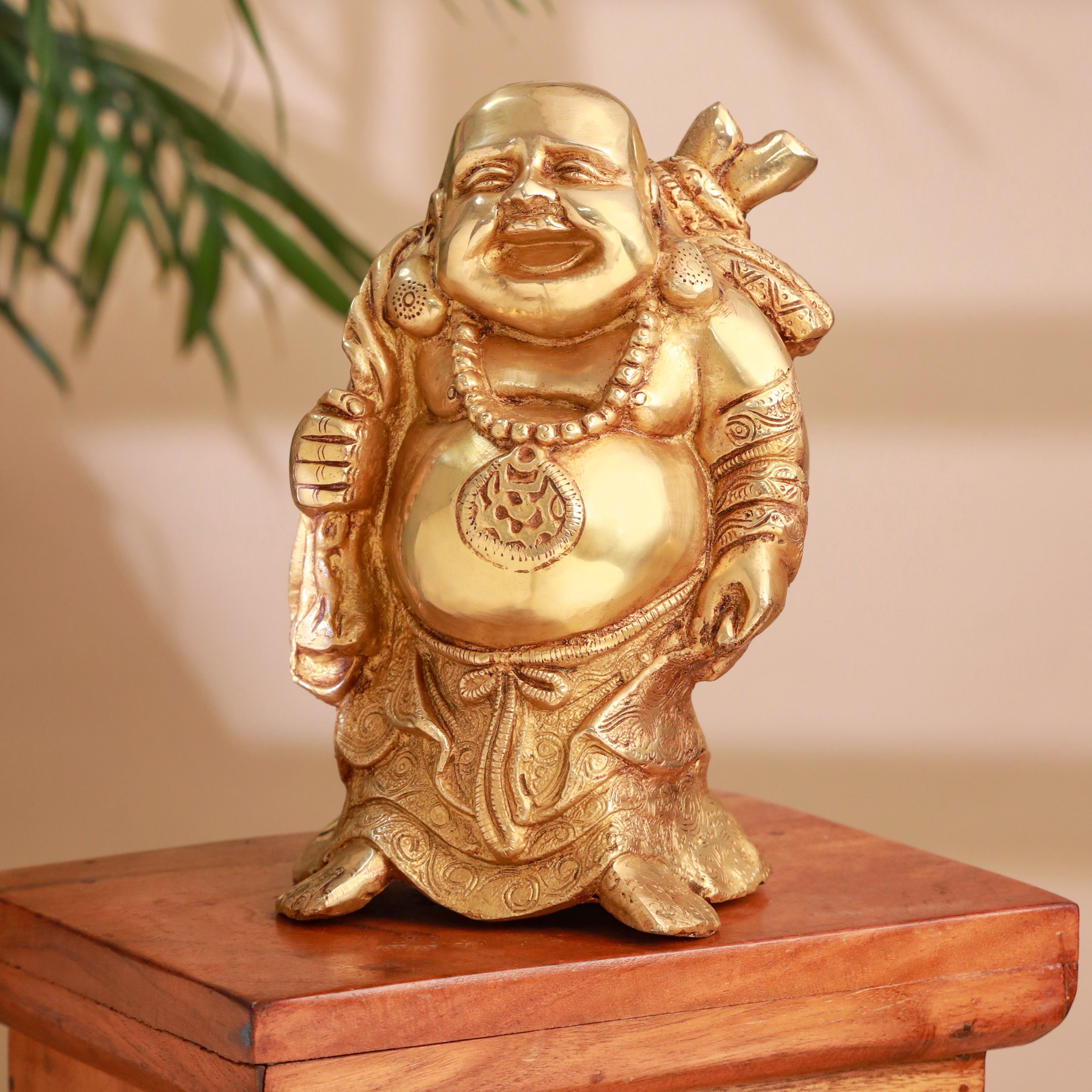Brass Laughing Buddha Statue (9.5 Inch) Vedansh Craft
