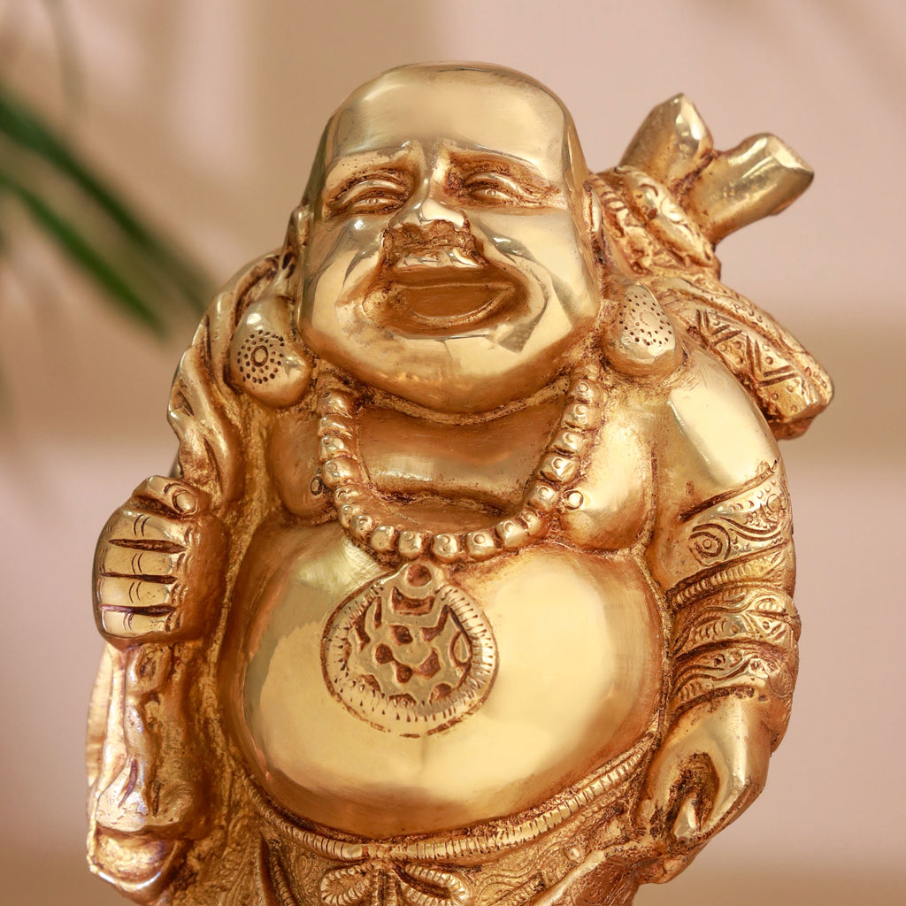 Brass Laughing Buddha Statue (9.5 Inch) Vedansh Craft