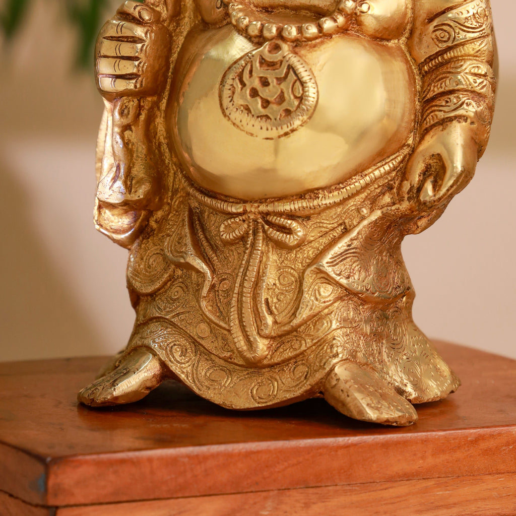 Brass Laughing Buddha Statue (9.5 Inch) Vedansh Craft