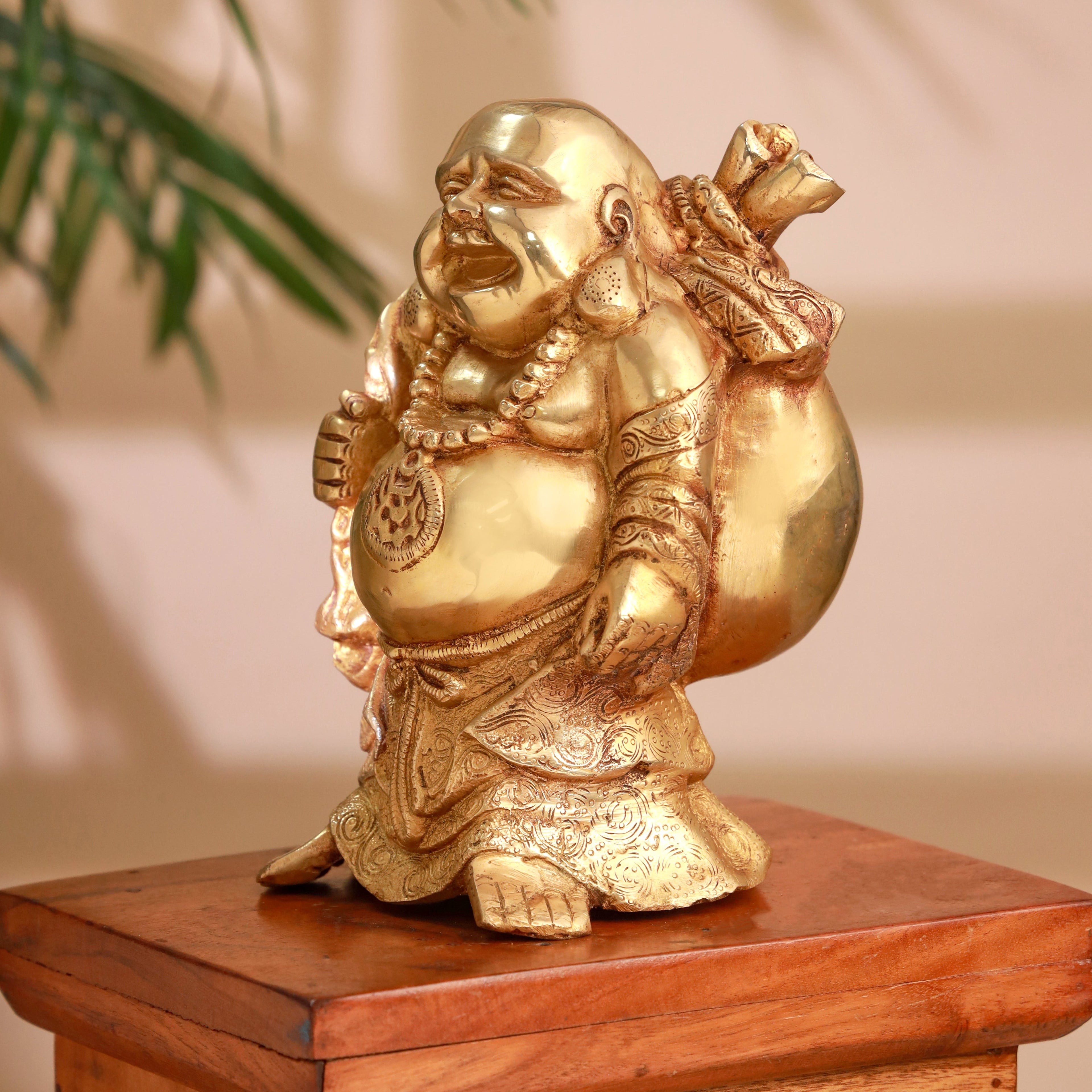 Brass Laughing Buddha Statue (9.5 Inch) Vedansh Craft