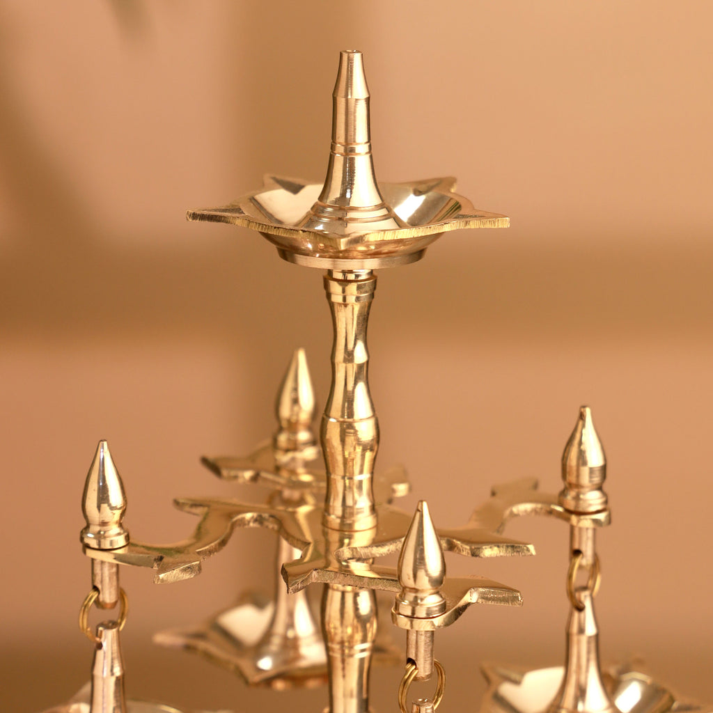 Brass Decorative Multi Wick Lamp (10.5 Inch) Vedansh Craft