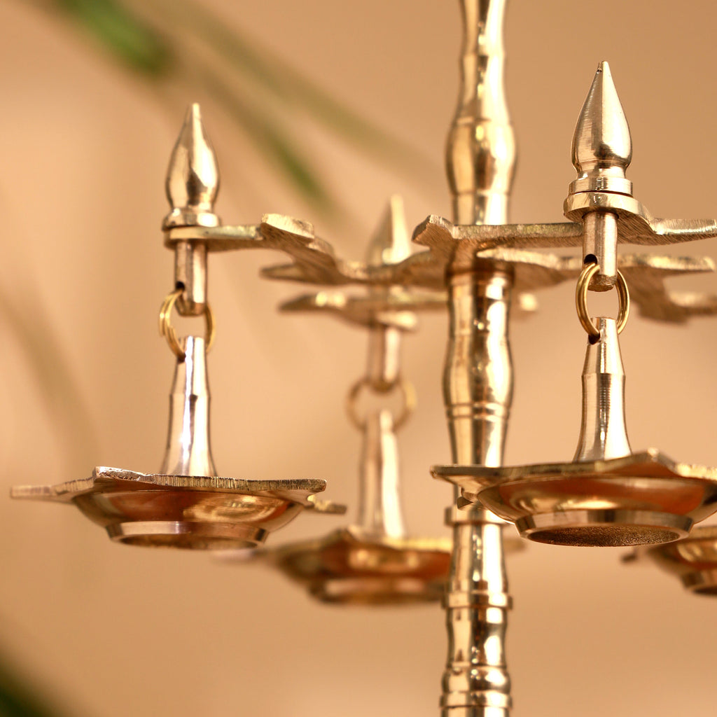 Brass Decorative Multi Wick Lamp (10.5 Inch) Vedansh Craft