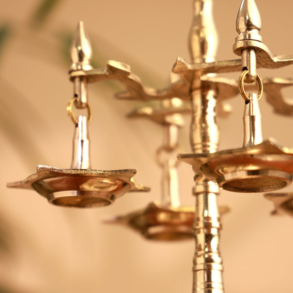 Brass Decorative Multi Wick Lamp (10.5 Inch) Vedansh Craft