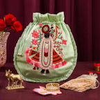 Brass Sindoor Box & Tortoise Diya Shrinathji Festive Potli/Hamper Vedansh Craft