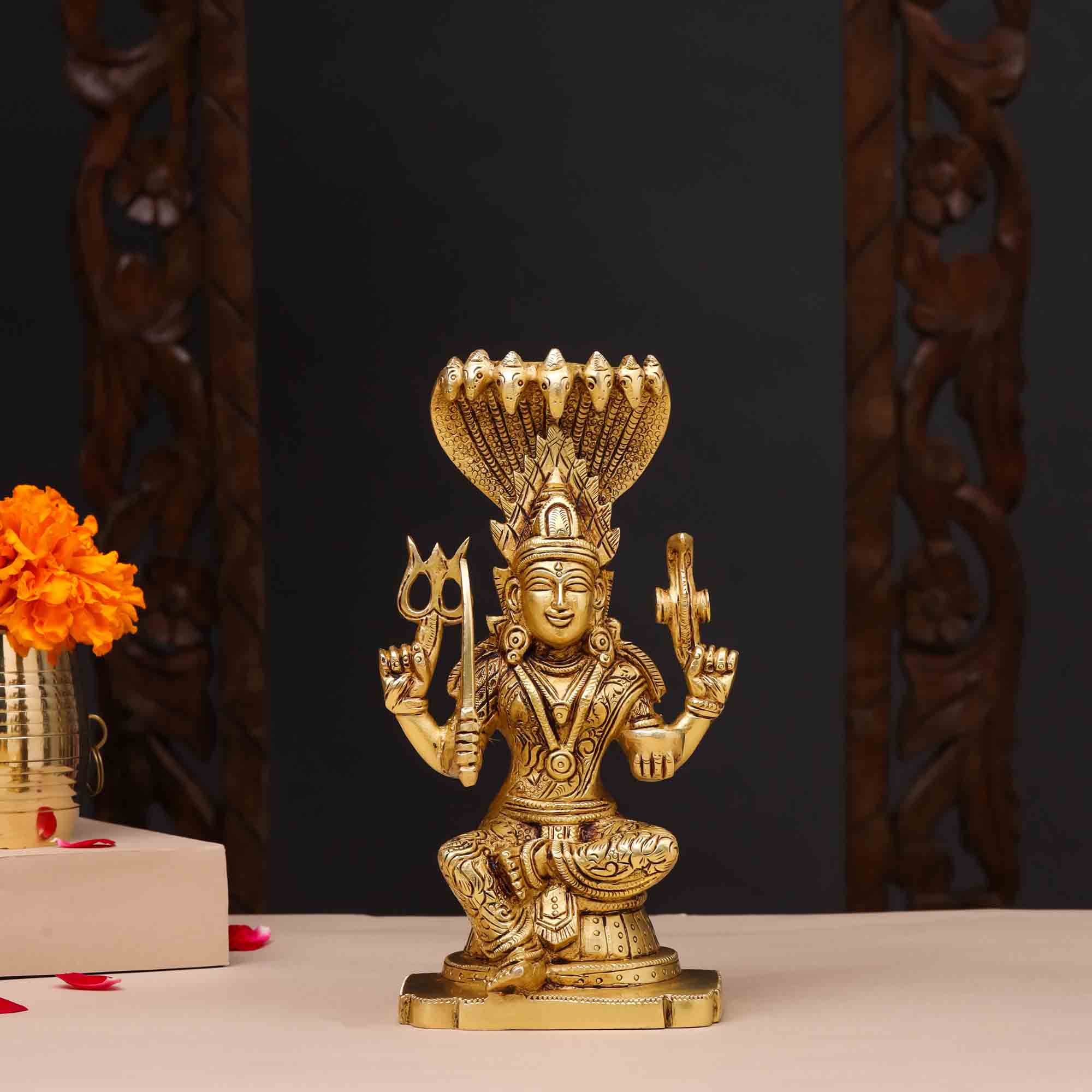 Brass Sitting Karumari Amman Idol (8.5 Inch) Vedansh Craft