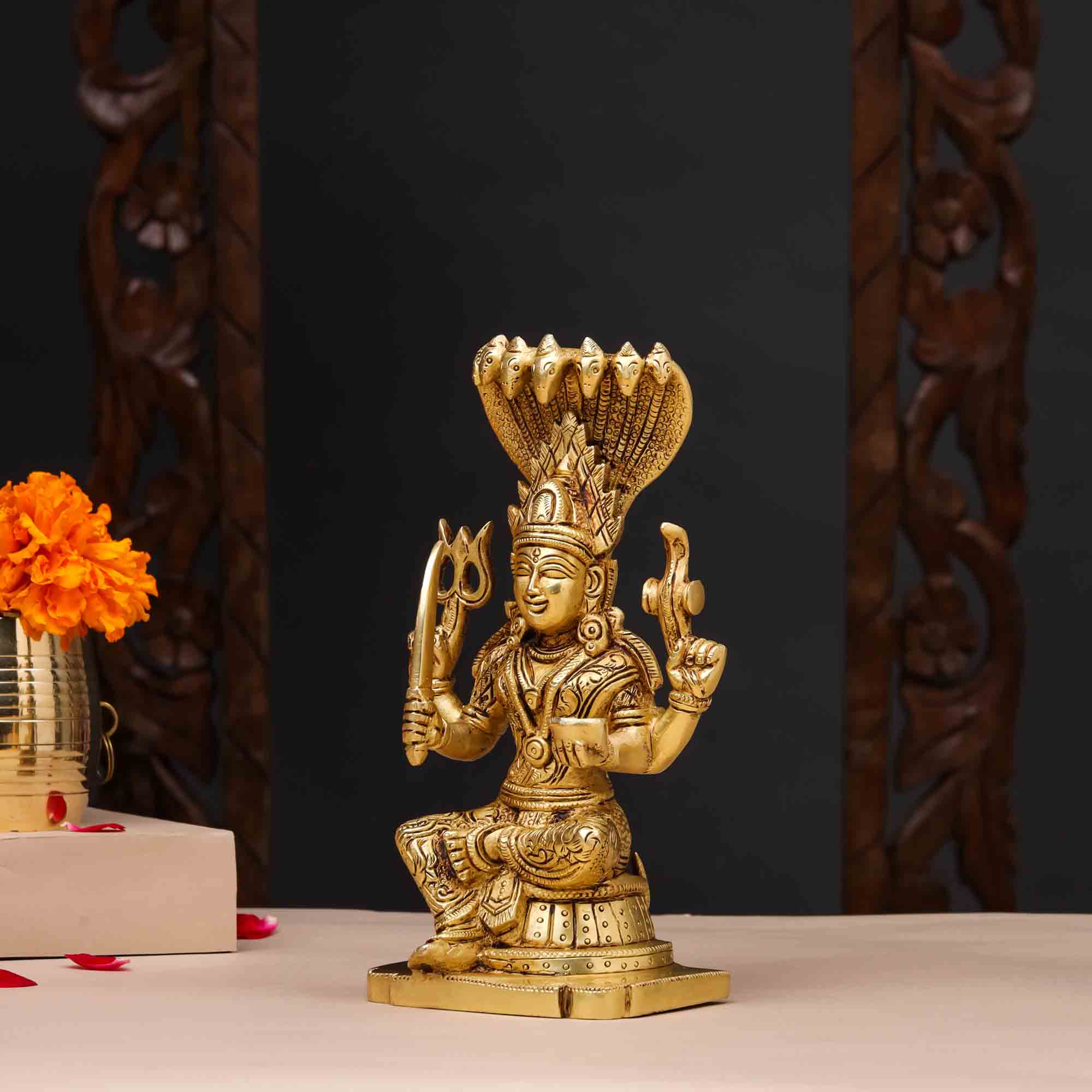 Brass Sitting Karumari Amman Idol (8.5 Inch) Vedansh Craft