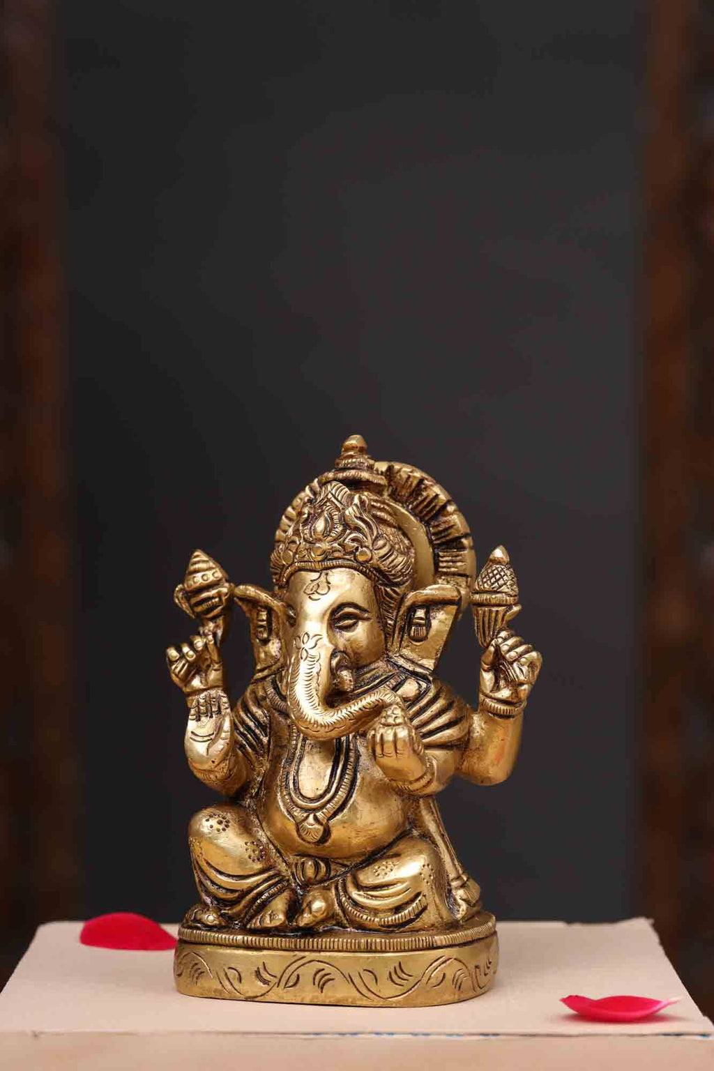 Brass Blessing Sitting Ganesha Idol (4.5 Inch) Vedansh Craft