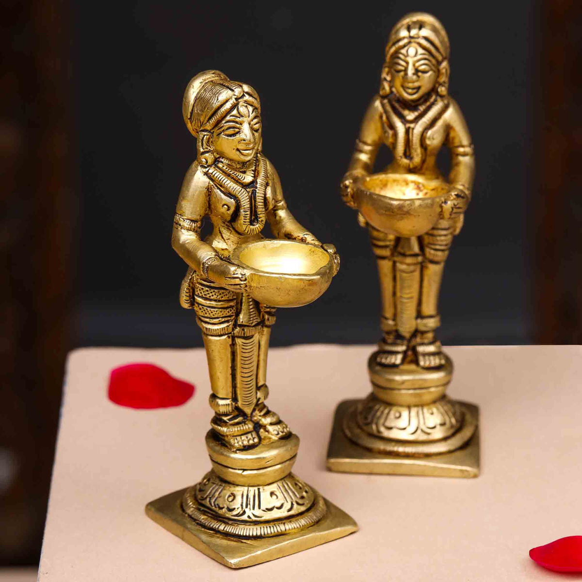 Brass Standing Deep Lakshmi Pair (4.5 Inch) Vedansh Craft