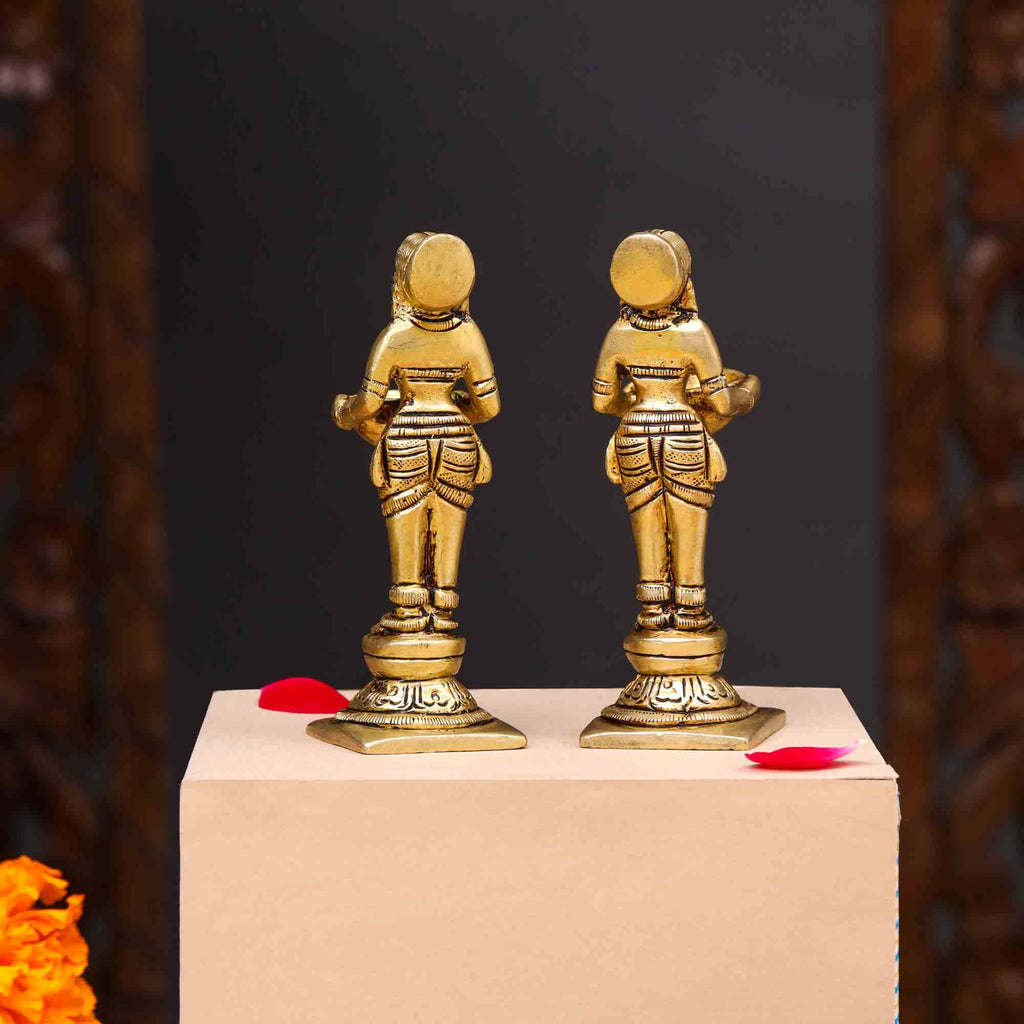Brass Standing Deep Lakshmi Pair (4.5 Inch) Vedansh Craft