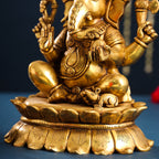 Brass Superfine Lord Sitting Ganesha Idol (11 Inch) Vedansh Craft