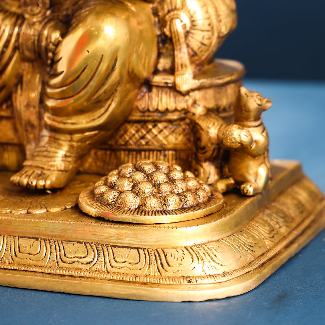 Brass Superfine Lord Sitting Ganesha Idol (17.5 Inch) Vedansh Craft