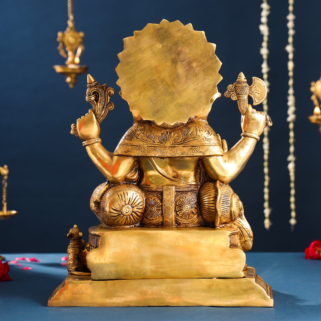 Brass Superfine Lord Sitting Ganesha Idol (17.5 Inch) Vedansh Craft