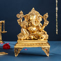 Brass Lord Sitting Ganesha Chowki Idol (12 Inch) Vedansh Craft