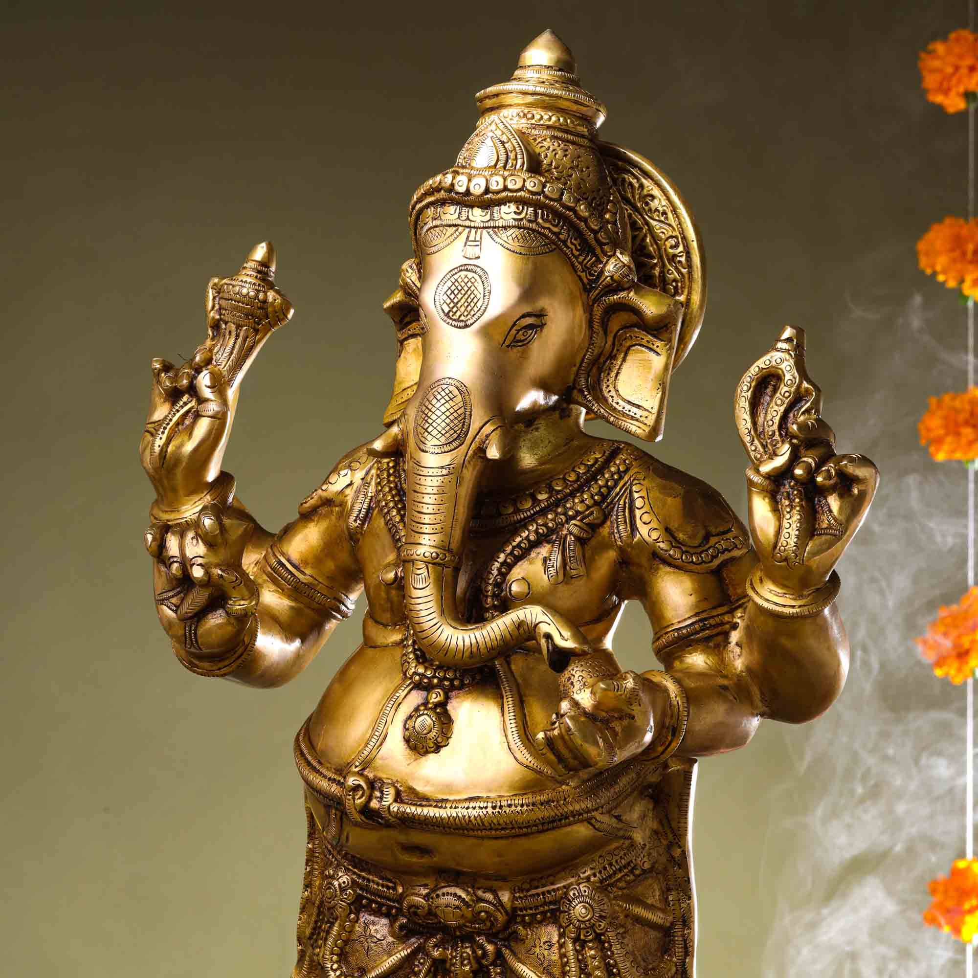 Brass Superfine Standing Ganesha Statue (27 Inch) Vedansh Craft