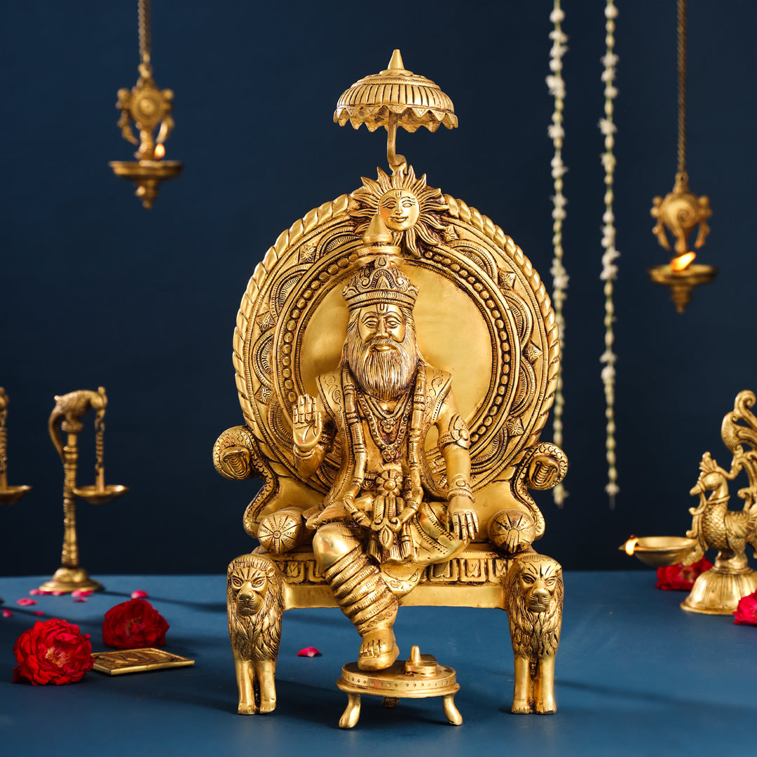 Brass Maharaja Agrasen On Throne (18.5 Inch) Vedansh Craft