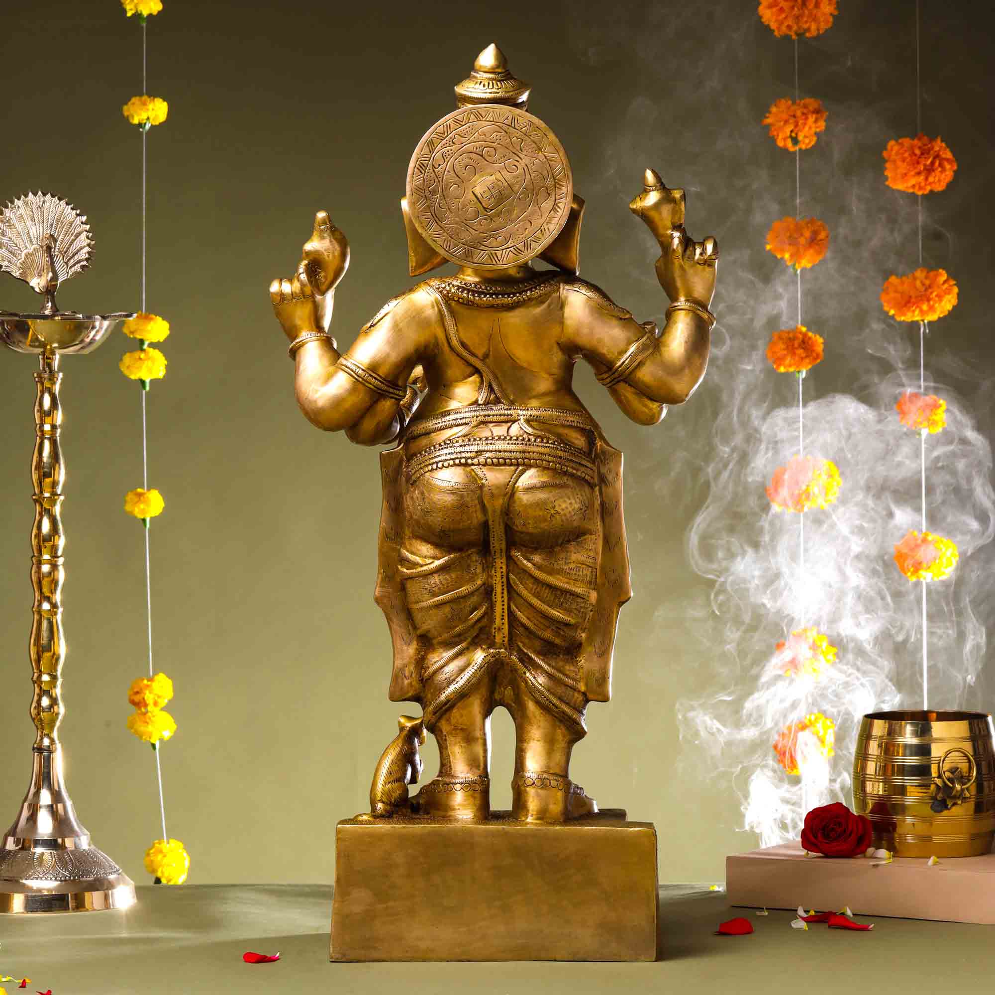 Brass Superfine Standing Ganesha Statue (27 Inch) Vedansh Craft