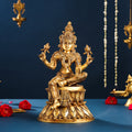 Brass Superfine Goddess Sitting Lakshmi Idol (14.5 Inch) Vedansh Craft