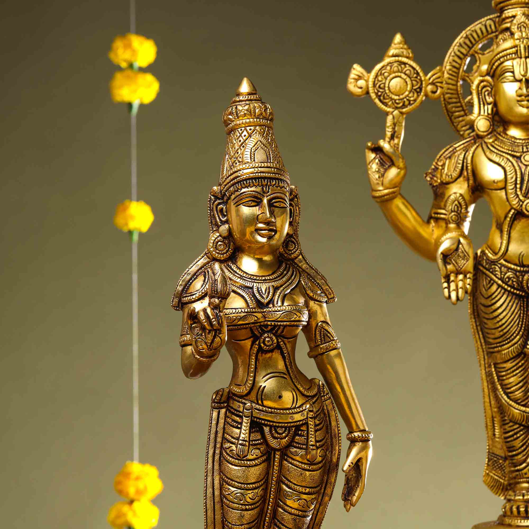 Brass Lord Balaji with Sri Devi and Bhudevi Idols Set Vedansh Craft