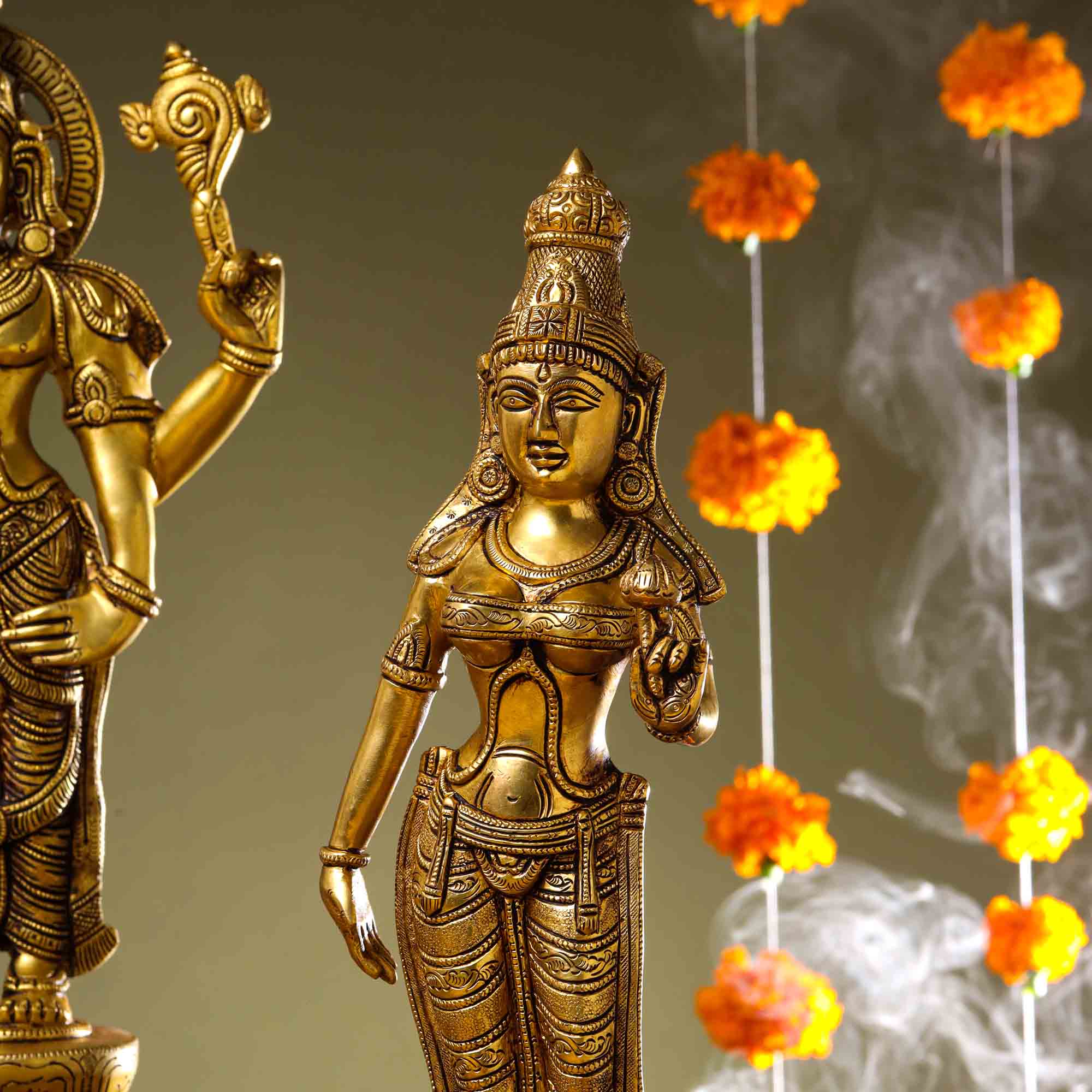 Brass Lord Balaji with Sri Devi and Bhudevi Idols Set Vedansh Craft