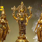 Brass Lord Balaji with Sri Devi and Bhudevi Idols Set Vedansh Craft